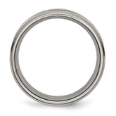 Titanium 8mm Unisex Grooved Wedding Band with Polished Brushed Finish